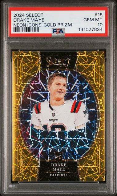 Drake Maye – 2024 Select Neon Icons-Gold Prizm #15