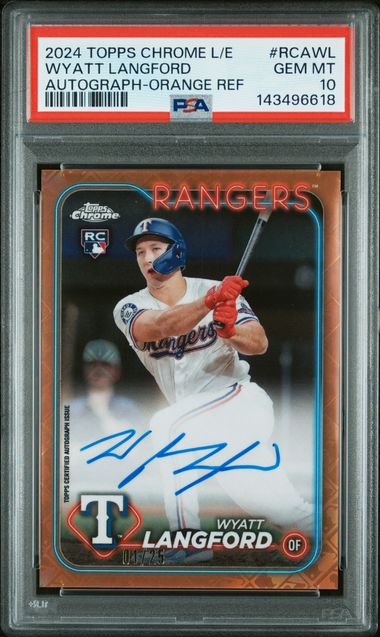 Wyatt Langford – 2024 Topps Chrome L/E Autograph-Orange Ref #RCAWL